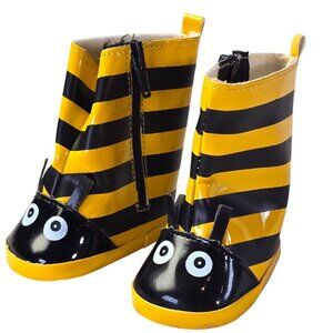 Baby Doll Shoes Boots Bumble Bee Black Yellow Stripes Fits 18" Rain Galoshes